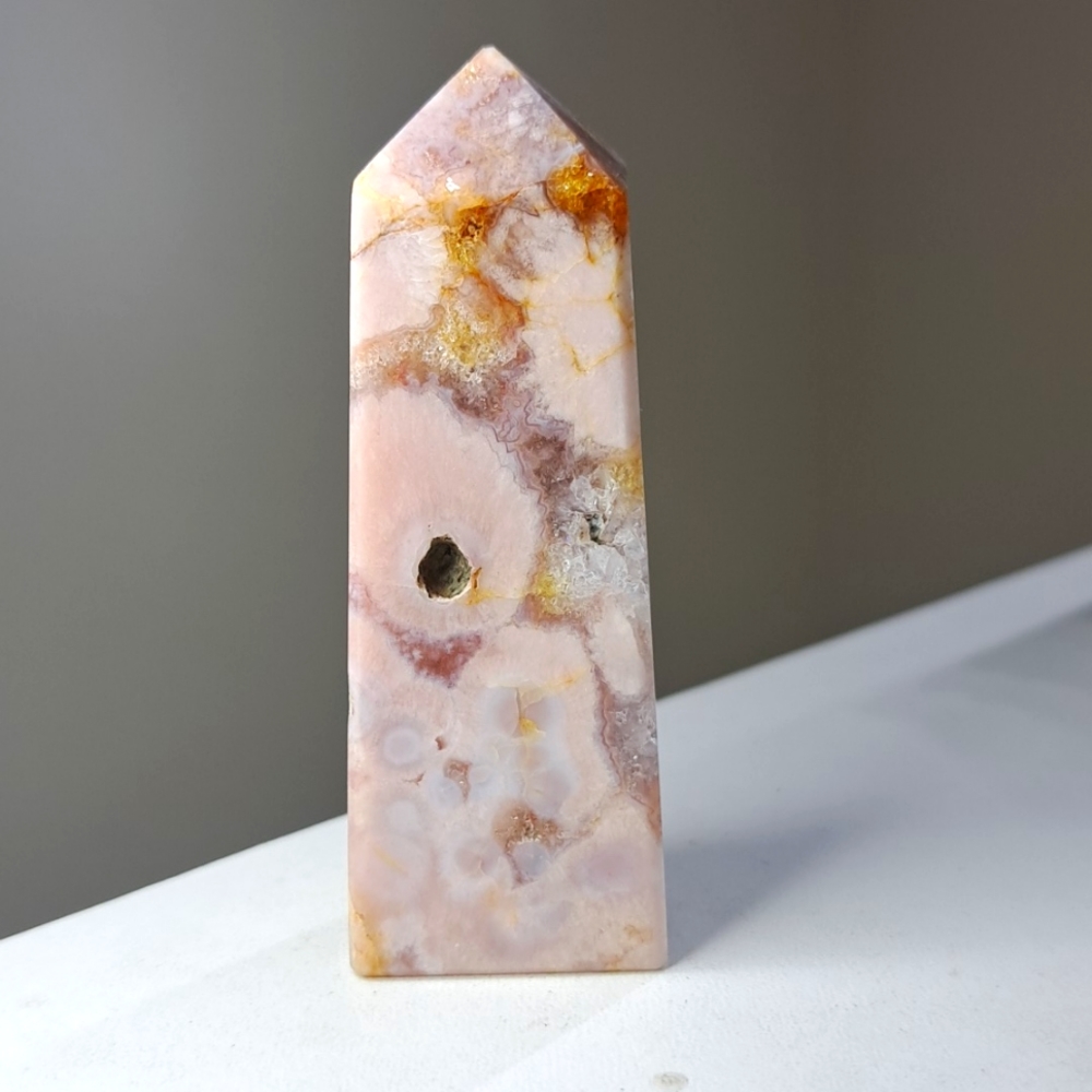 Pink Amy Flower Agate Tower